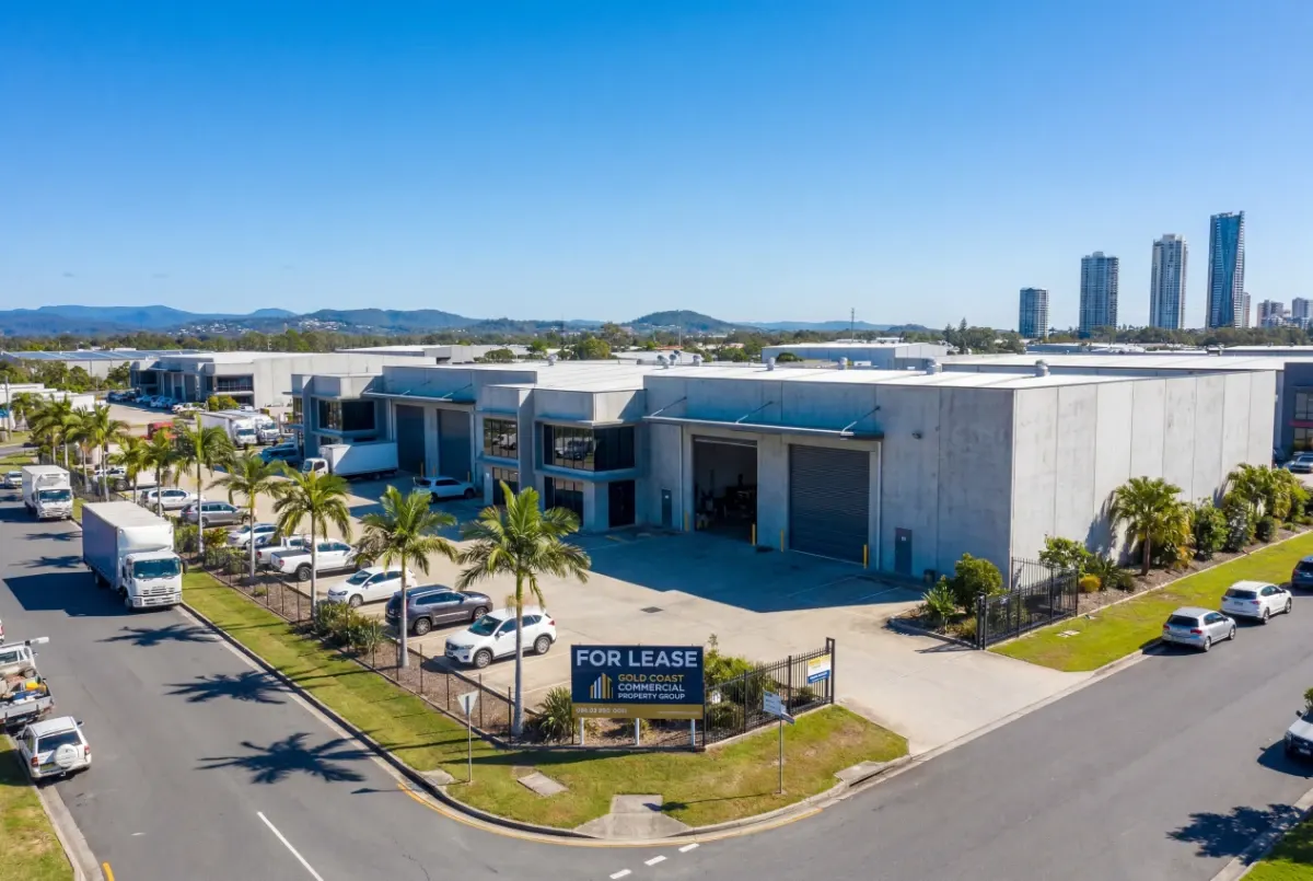 Aerial view of a Gold Coast commercial estate for lease