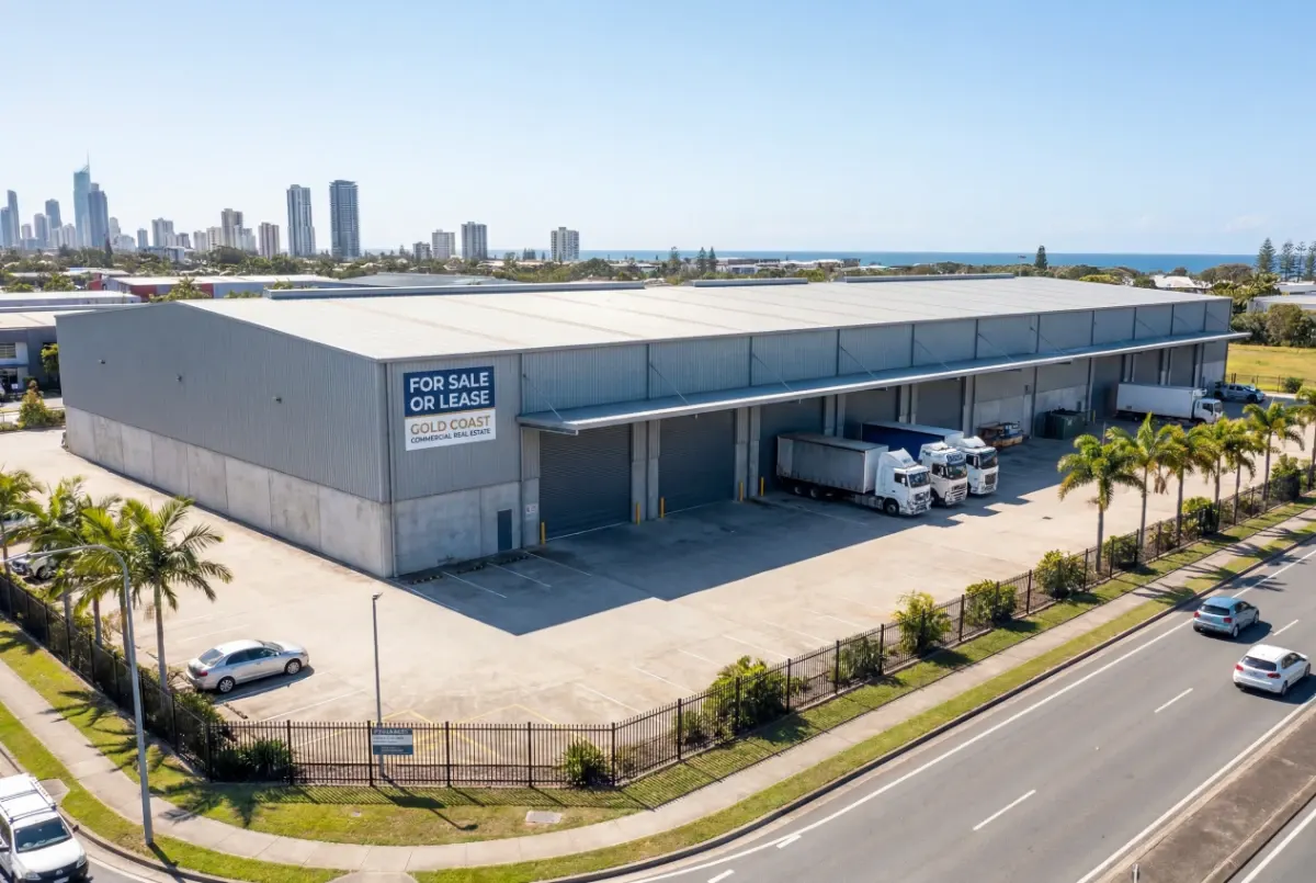 Industrial warehouse with truck loading bays