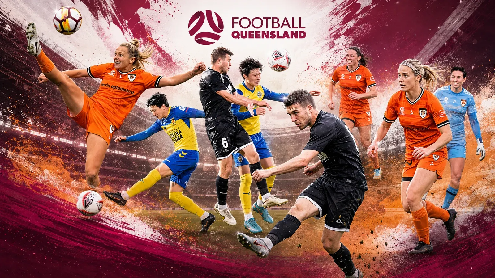 Football Queensland players in action across men's and women's competitions
