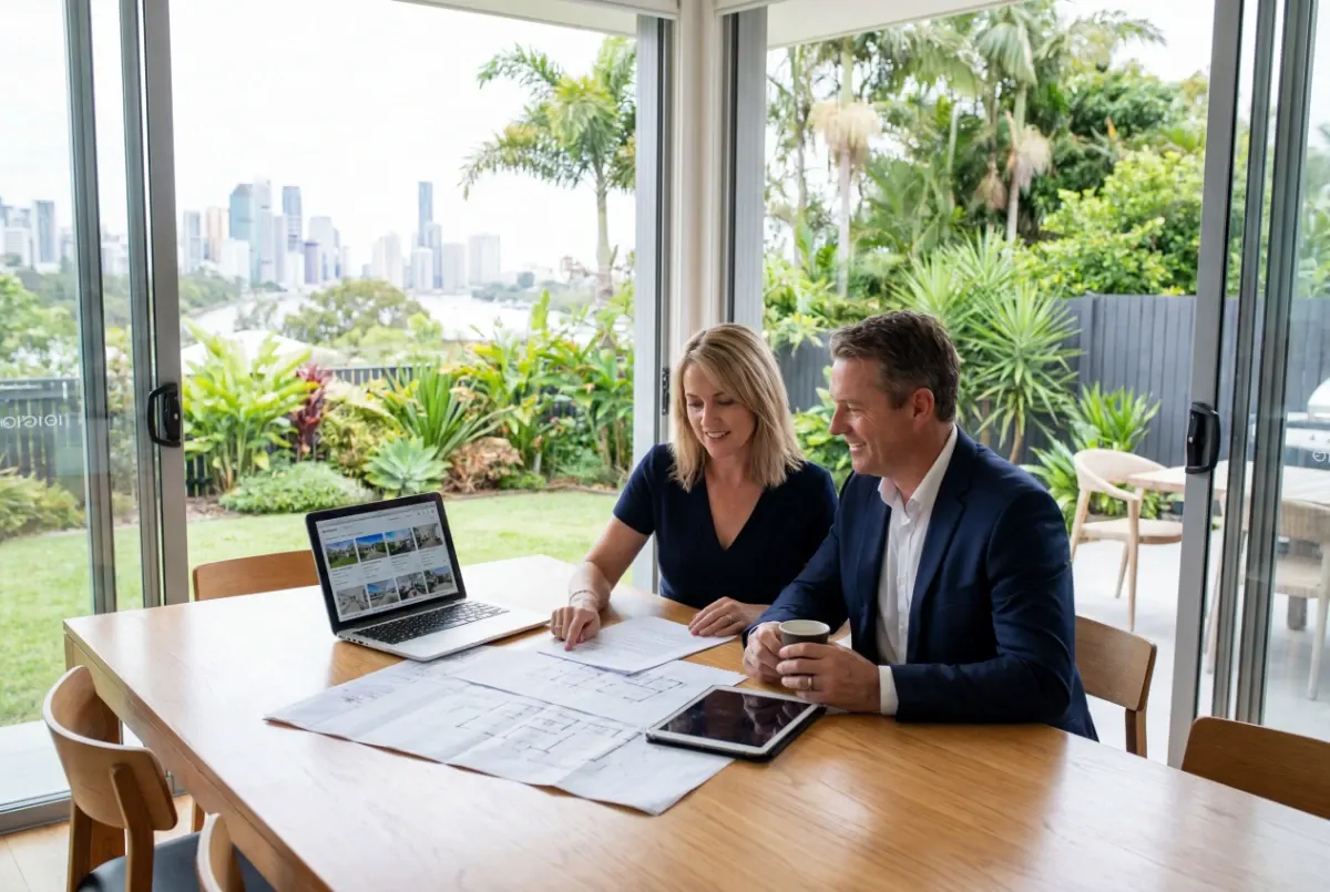 Investors comparing property listings on a laptop